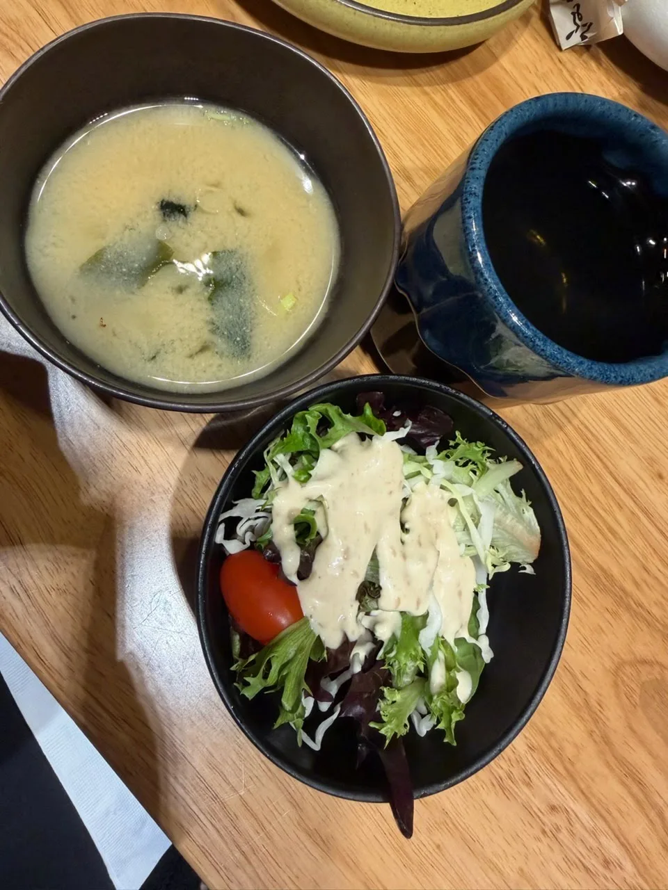 Miso Soup and Side Salad at Kodawari Japanese Cuisine
